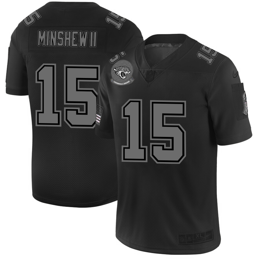 Men Nike Jacksonville Jaguars #15 Gardner Minshew II   Black 2019 Salute to Service Limited Stitched NFL Jersey